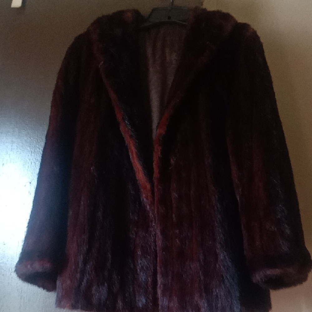 Elegant  Burgundy Fur Coat